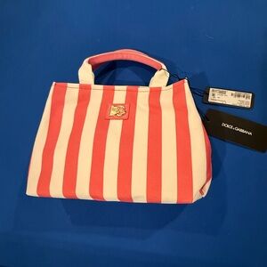 Dolce & Gabbana Coral and White Striped Tote